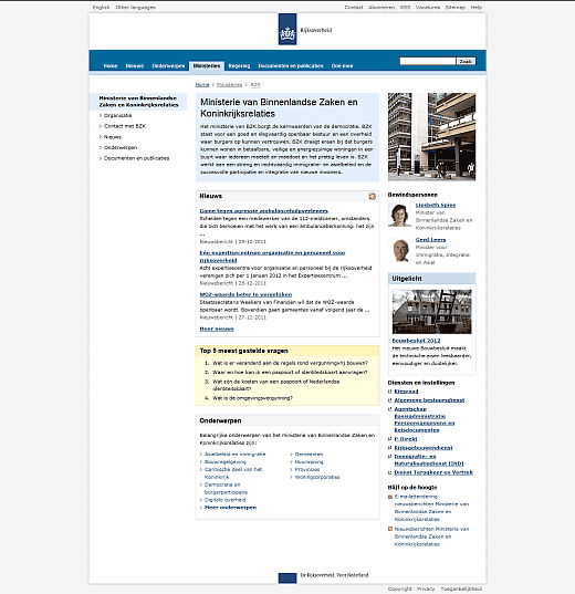 Ministerie van BZK Screenshot